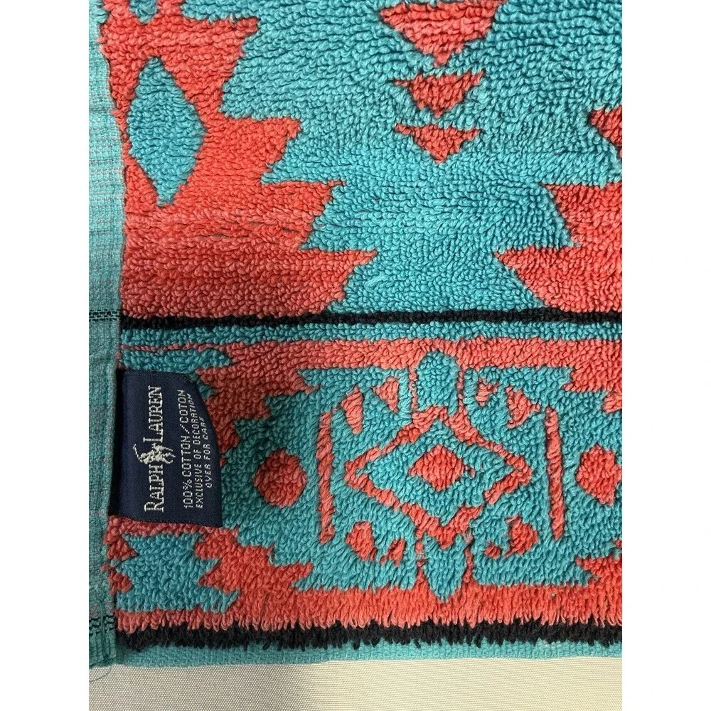 Vtg 90s Ralph Lauren Southwestern Aztec Towel Set 4 Pc Bath Hand Washcloth